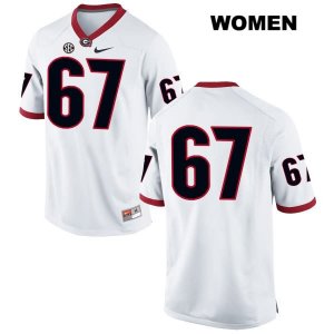 Women's Georgia Bulldogs NCAA #67 Sam Madden Nike Stitched White Authentic No Name College Football Jersey PUT3654LR